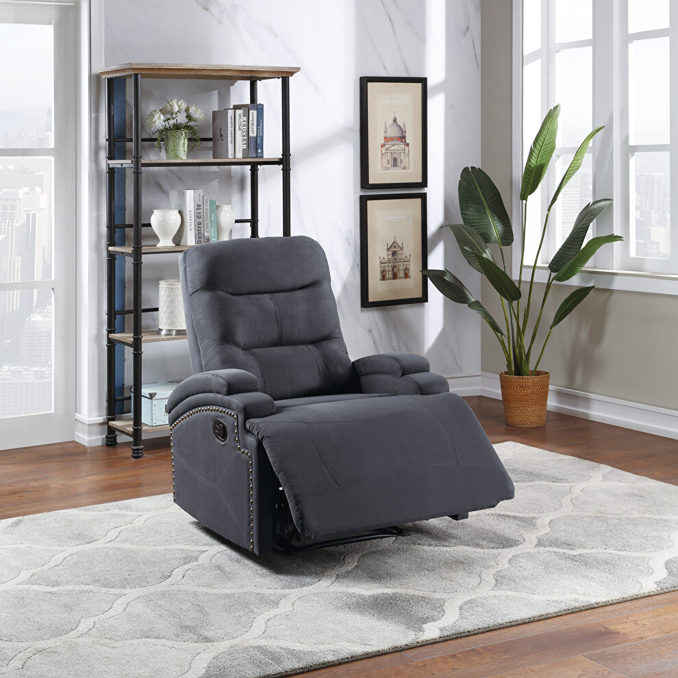 Recliner chair in ebony microfiber by Poundex