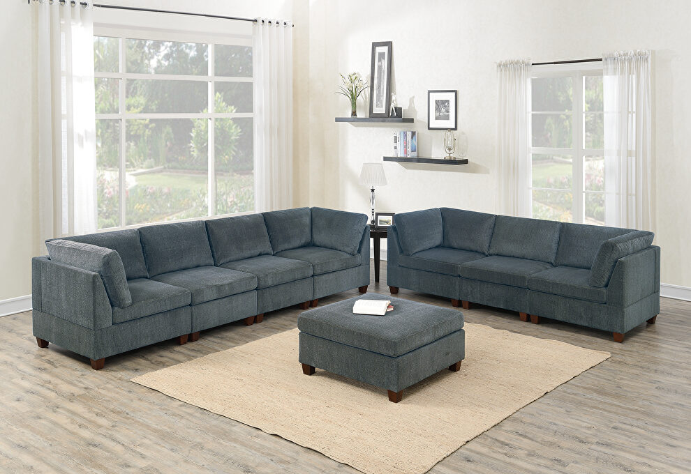 Gray chenille 8-pcs sectional set by Poundex