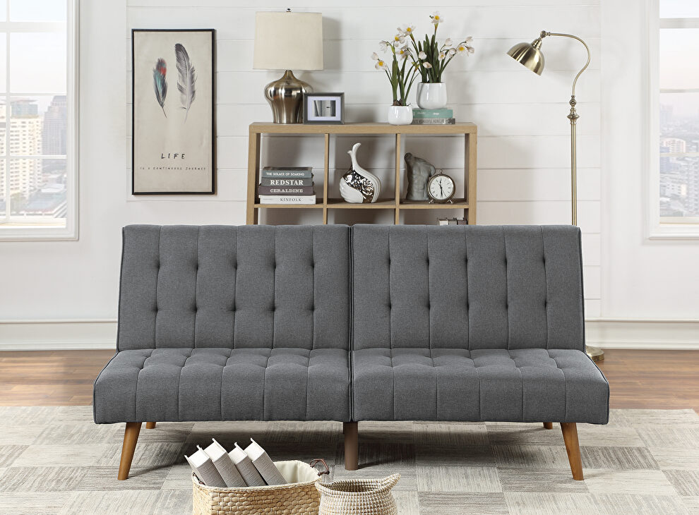 Adjustable sofa bed in blue gray polyfiber by Poundex
