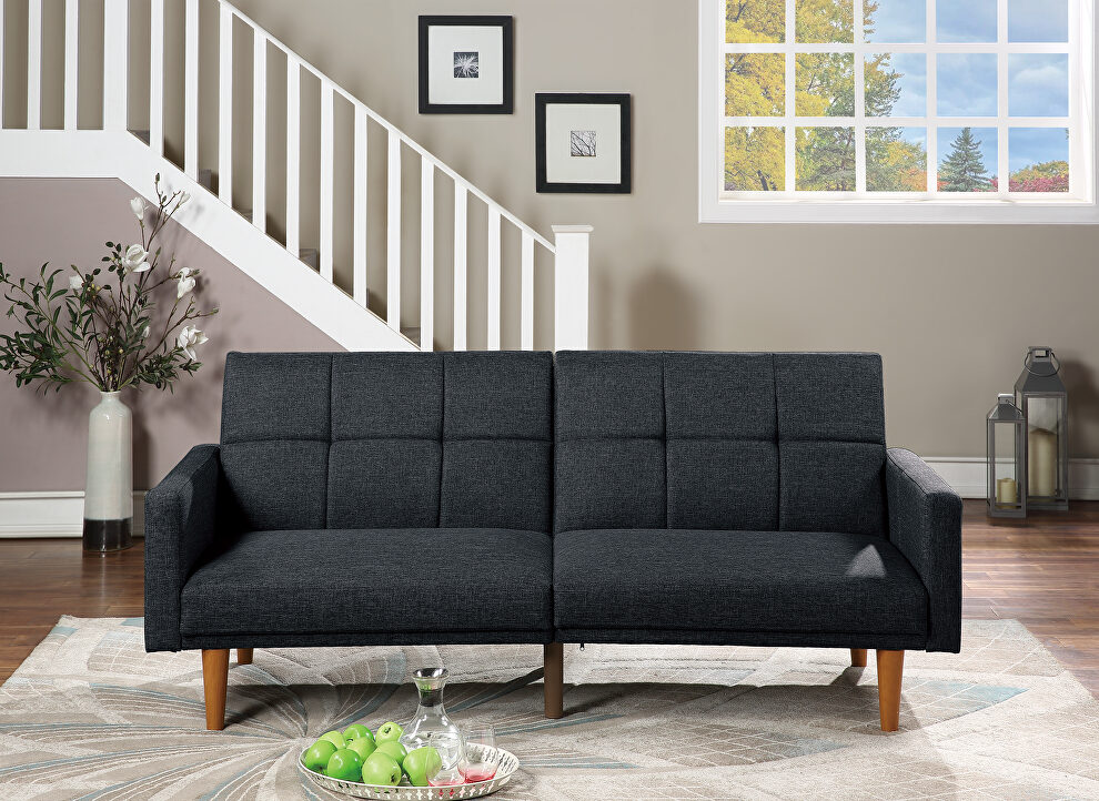 Black fabric adjustable sofa bed in polyfiber by Poundex
