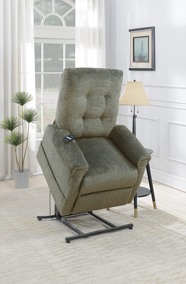 Tan chenille power lift chair w/ controller by Poundex