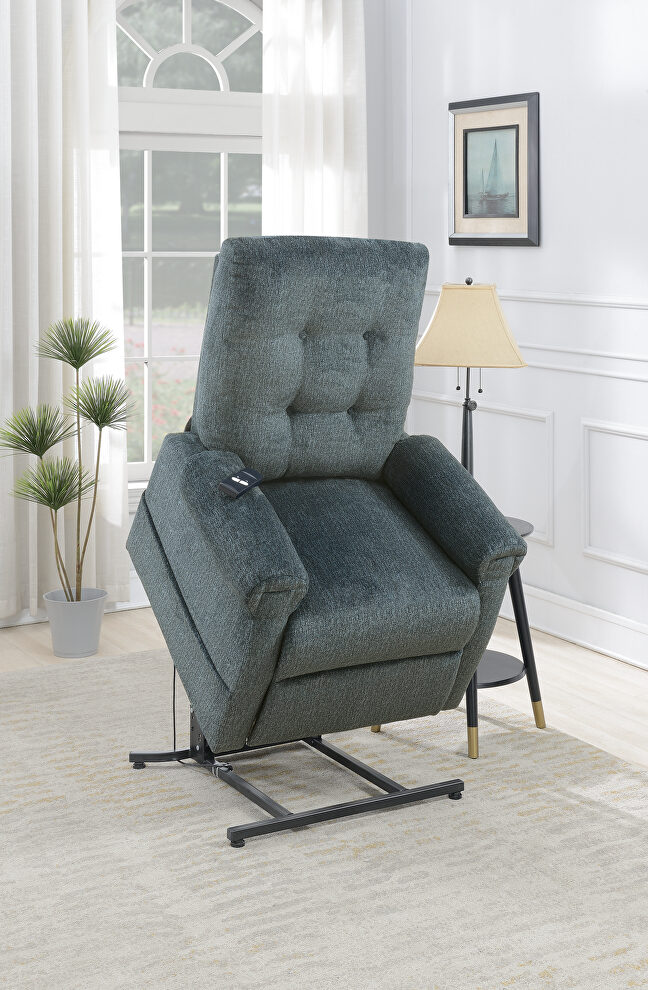 Gray chenille power lift chair w/ controller by Poundex