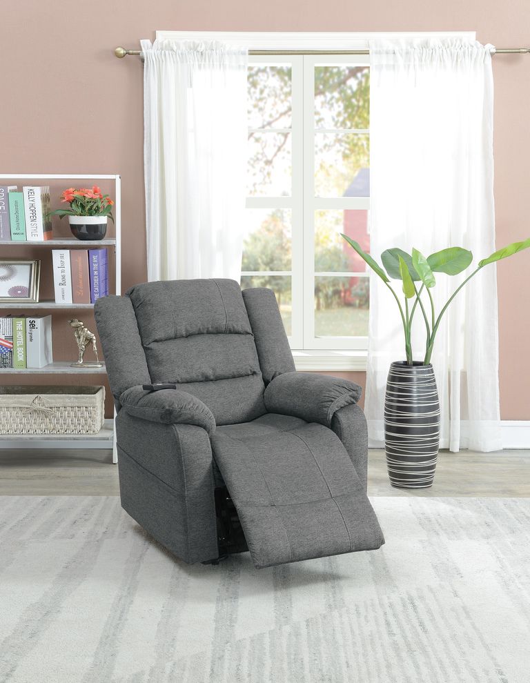 Power lift recliner chair in slate gray velvet by Poundex