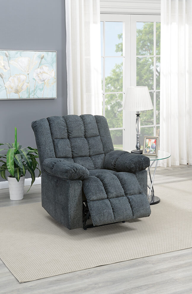 Power recliner chair in gray chenille by Poundex