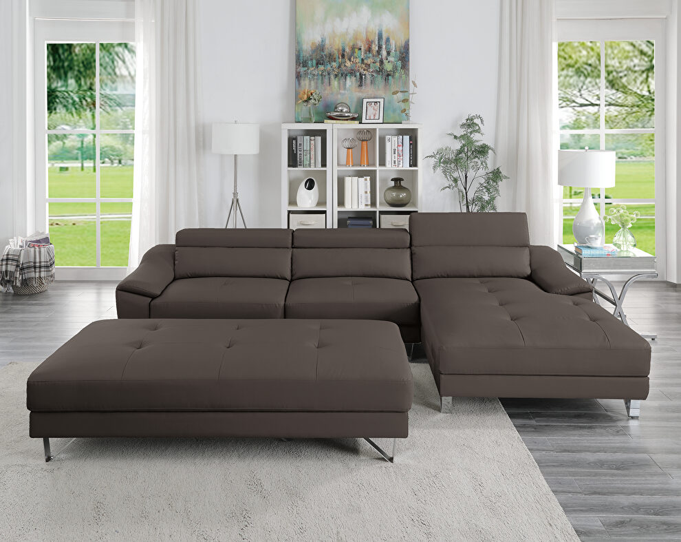Espresso faux leather 2-pc sectional set by Poundex