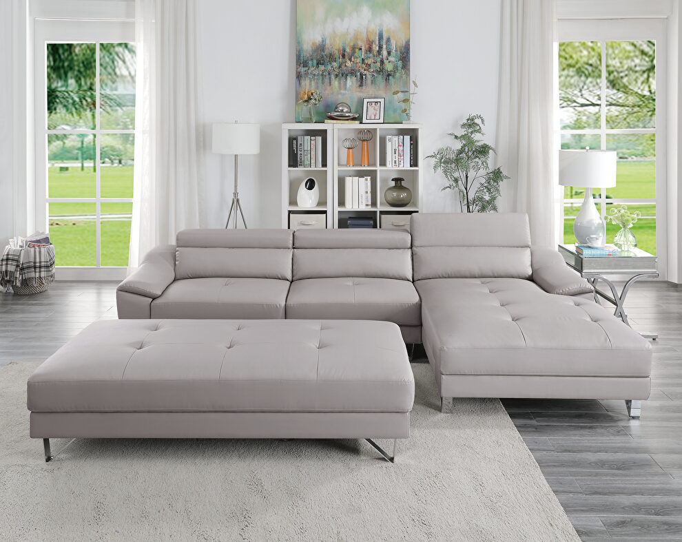 Gray faux leather 2-pc sectional set by Poundex