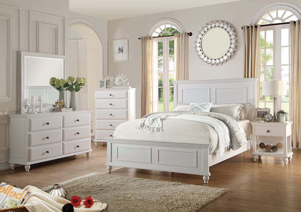 White finish king bed by Poundex