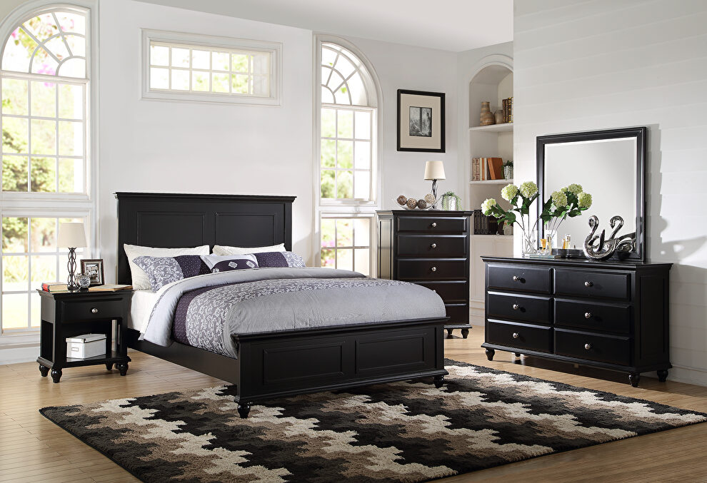 Black finish king bed by Poundex