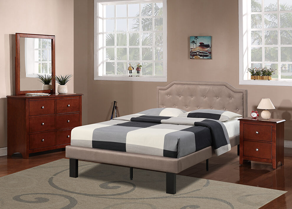 Brown polyfiber twin size bed by Poundex