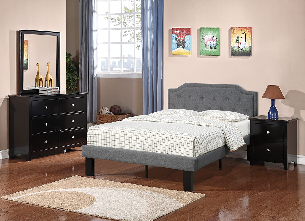 Gray polyfiber twin size bed by Poundex