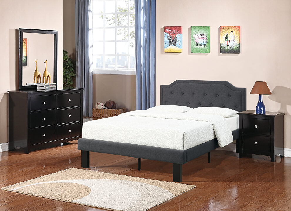 Charcoal polyfiber twin size bed by Poundex