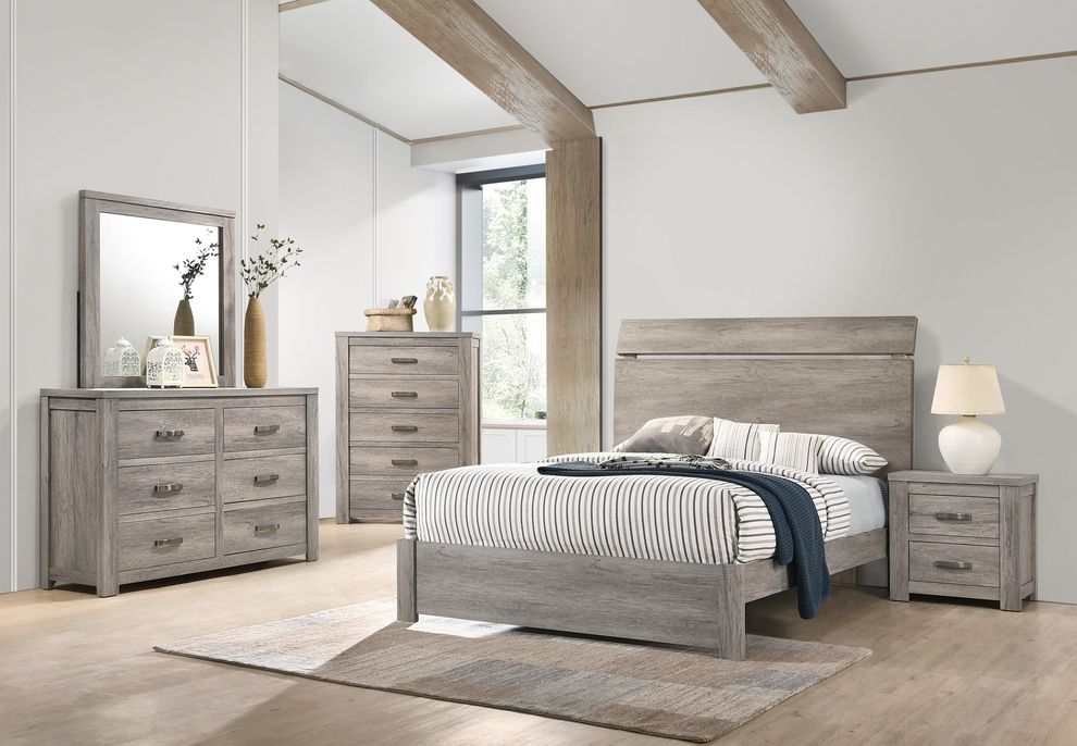 Simple gray contemporary king bed w/ full platform by Poundex