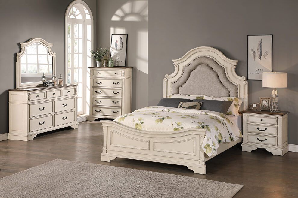 Birch veneers king bed in white finish by Poundex