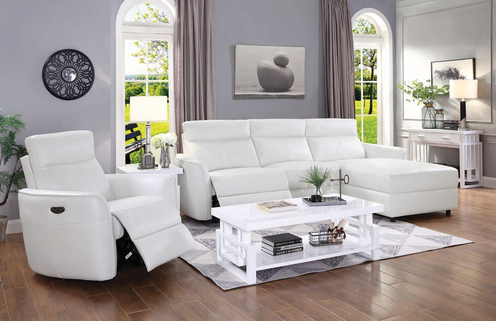 Casual white power recliner sectional by Coaster