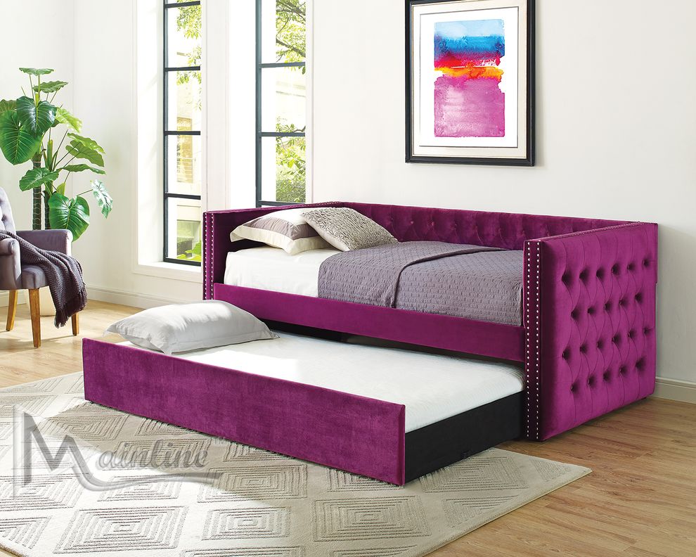 Violet tufted twin size daybed w/ trundle & platforms by Mainline