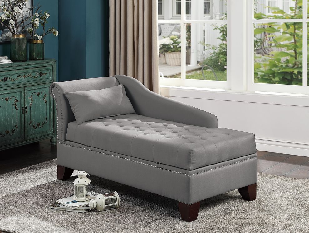 Gray polyfiber chaise lounge by Poundex