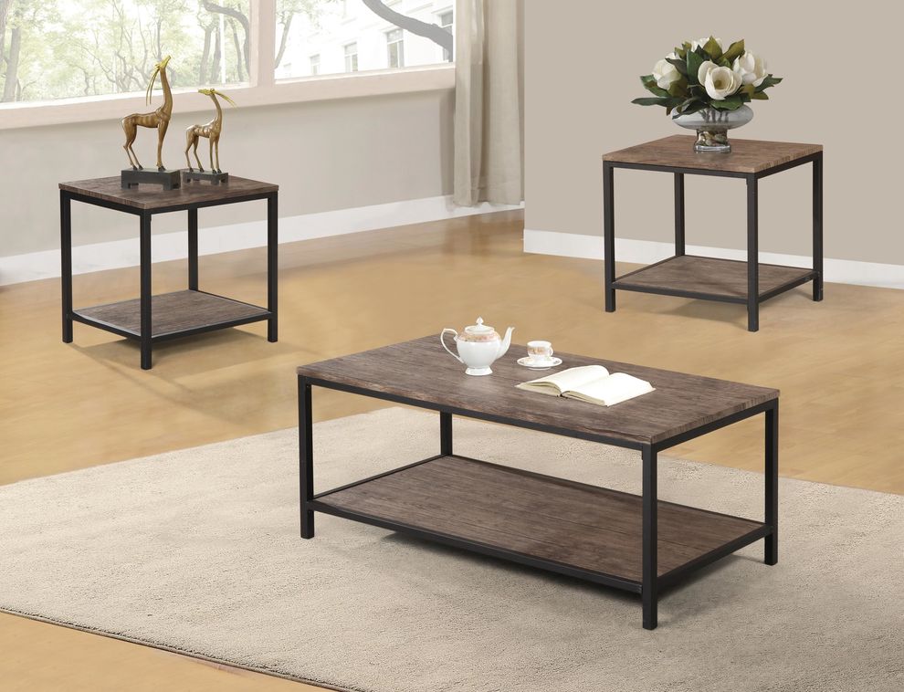 3pcs coffee table set in casual style by Poundex