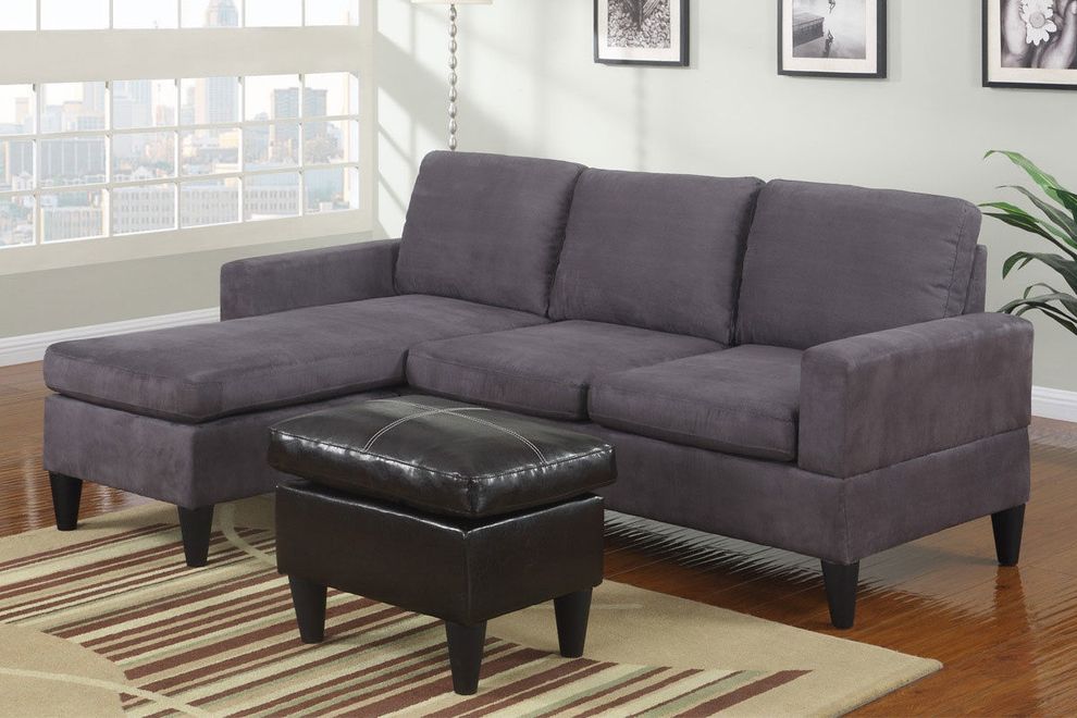 Small gray sectional with ottoman set by Poundex