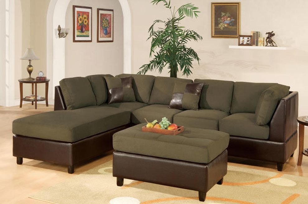 Sage microfiber/faux leather sectional set by Poundex