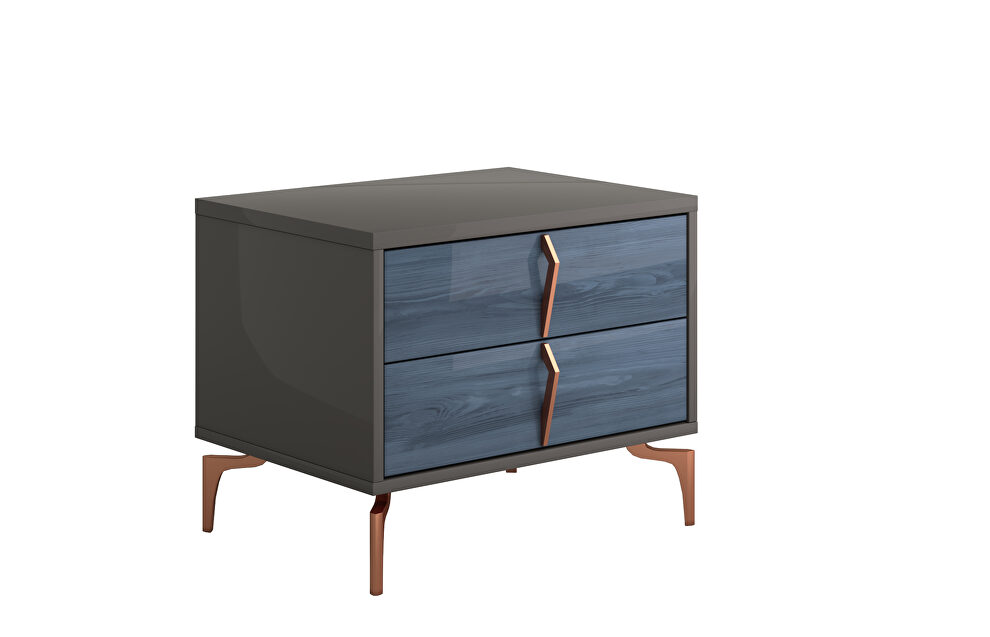 Blue lacquer Italian glossy night stand by SofaCraft