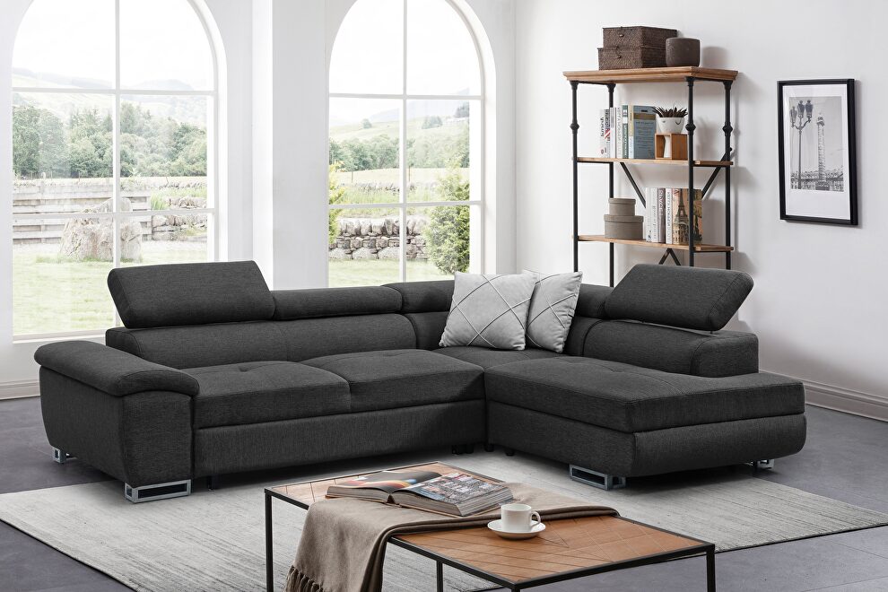 Storage dark gray microfiber sectional couch by SofaCraft