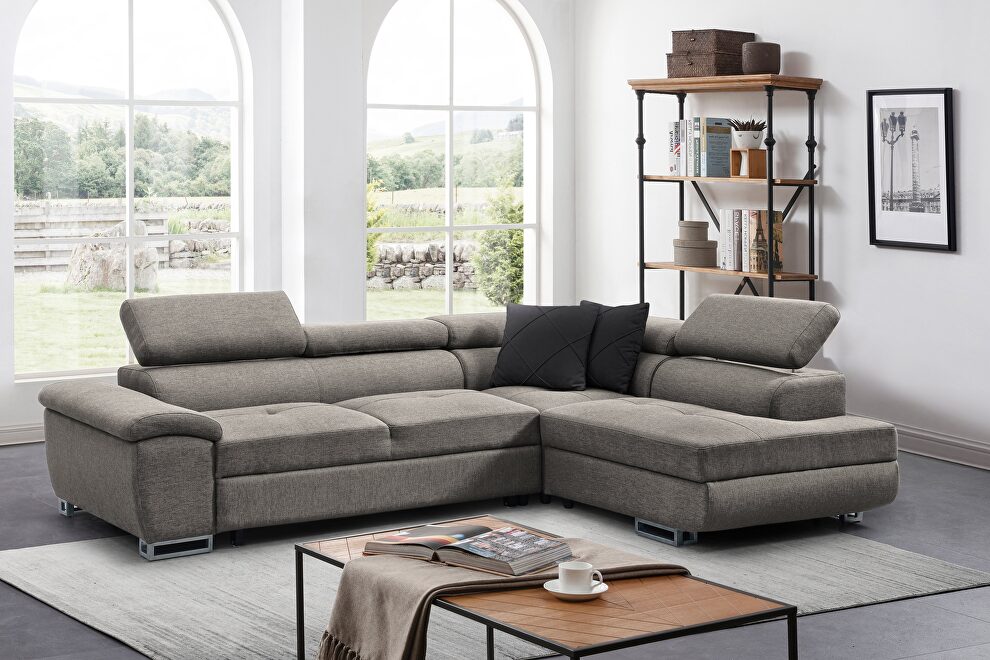 Storage light gray microfiber sectional couch by SofaCraft