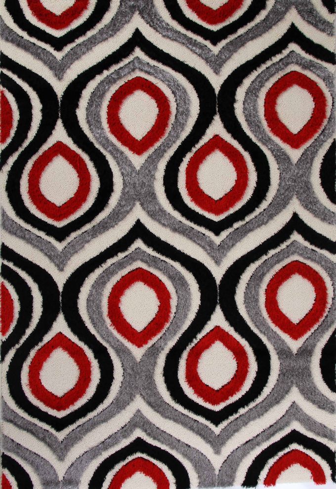 Black/red contemporary style 6x8 area rug by Istikbal