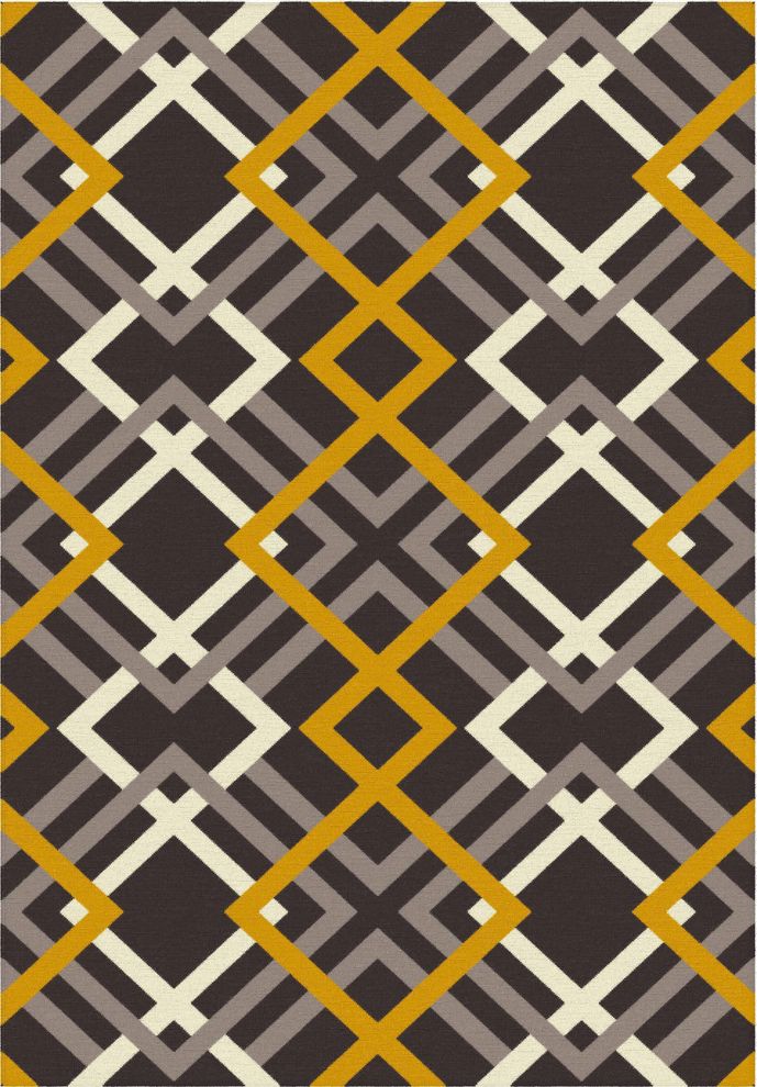 Gray/yellow/white modern living room 6x8 area rug by Istikbal