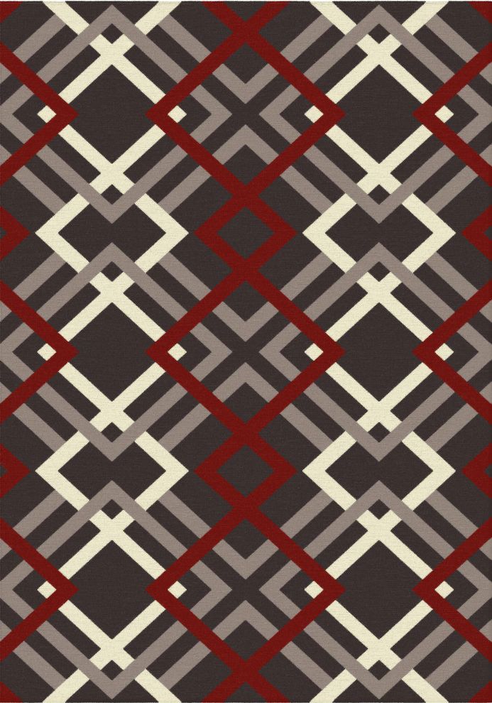 Gray/burgundy/white modern living room 8x11 area rug by Istikbal
