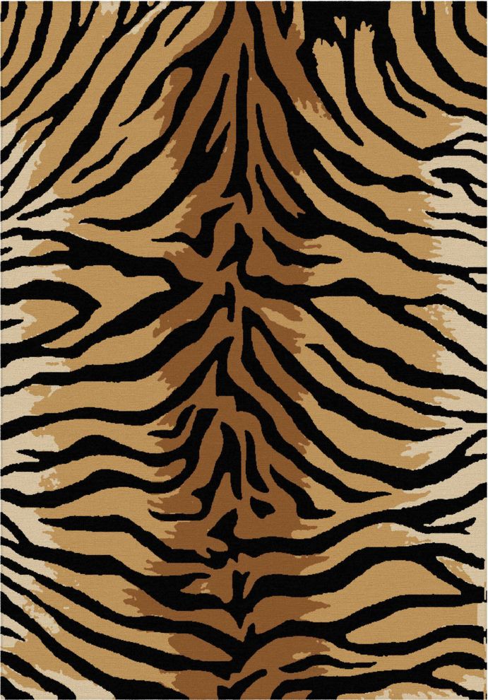 Tiger skin print classic traditional 6x8 area rug by Istikbal