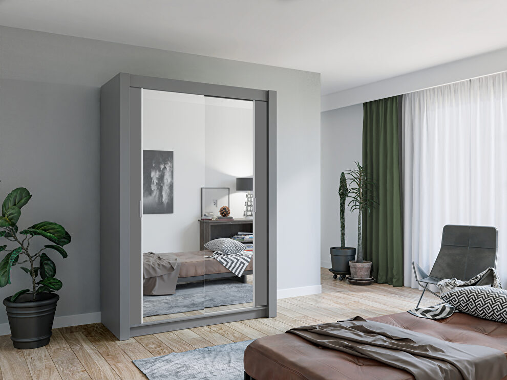 59-inch stylish wardrobe / closet in gray by Skyler Design