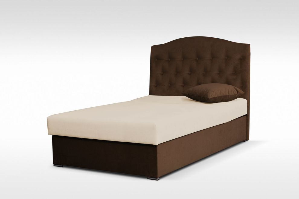 Brown twin size bed w/ storage + mattress set by Skyler Design
