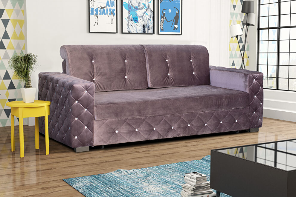 Rose fabric tufted style sofa bed by Skyler Design