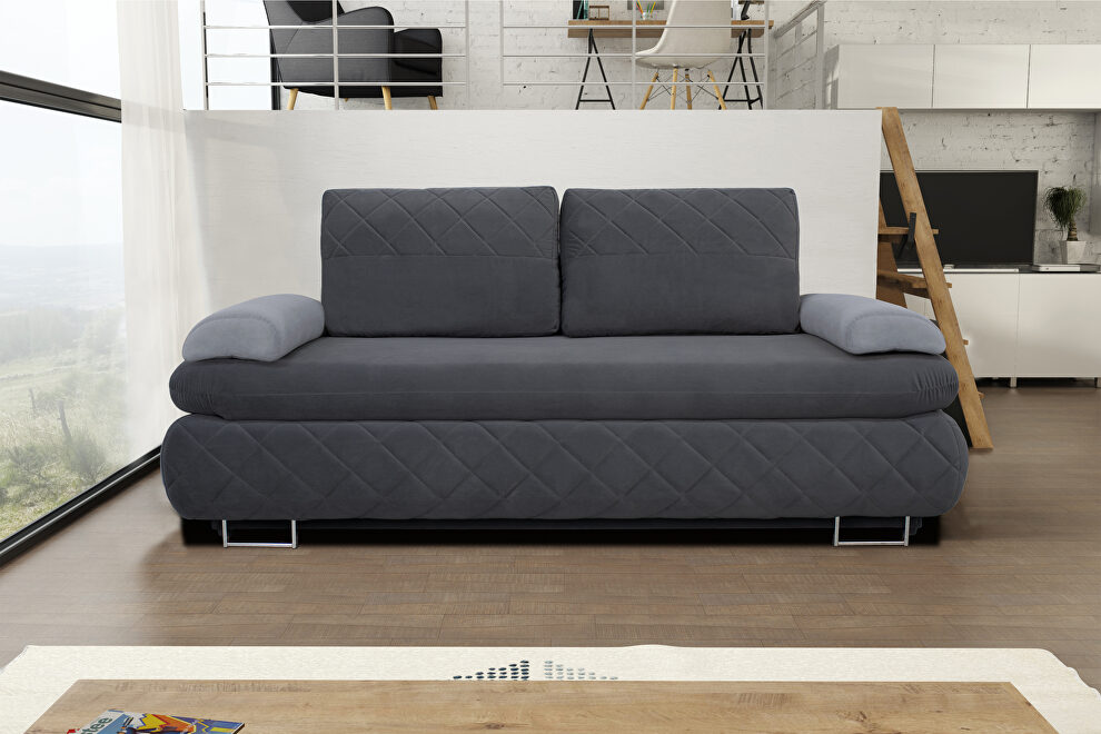 Gray queen size sofa bed in sleek style by Skyler Design