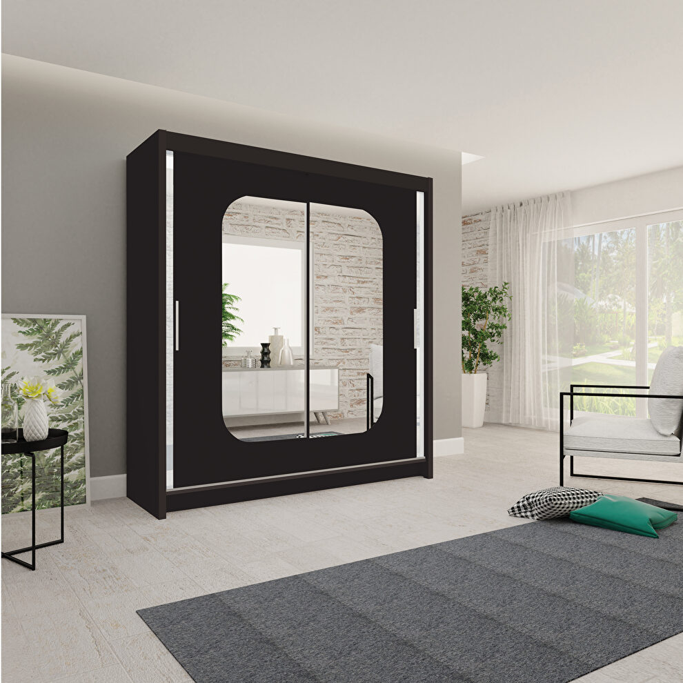 80-inch sliding mirrored doors wardrobe/closet by Skyler Design