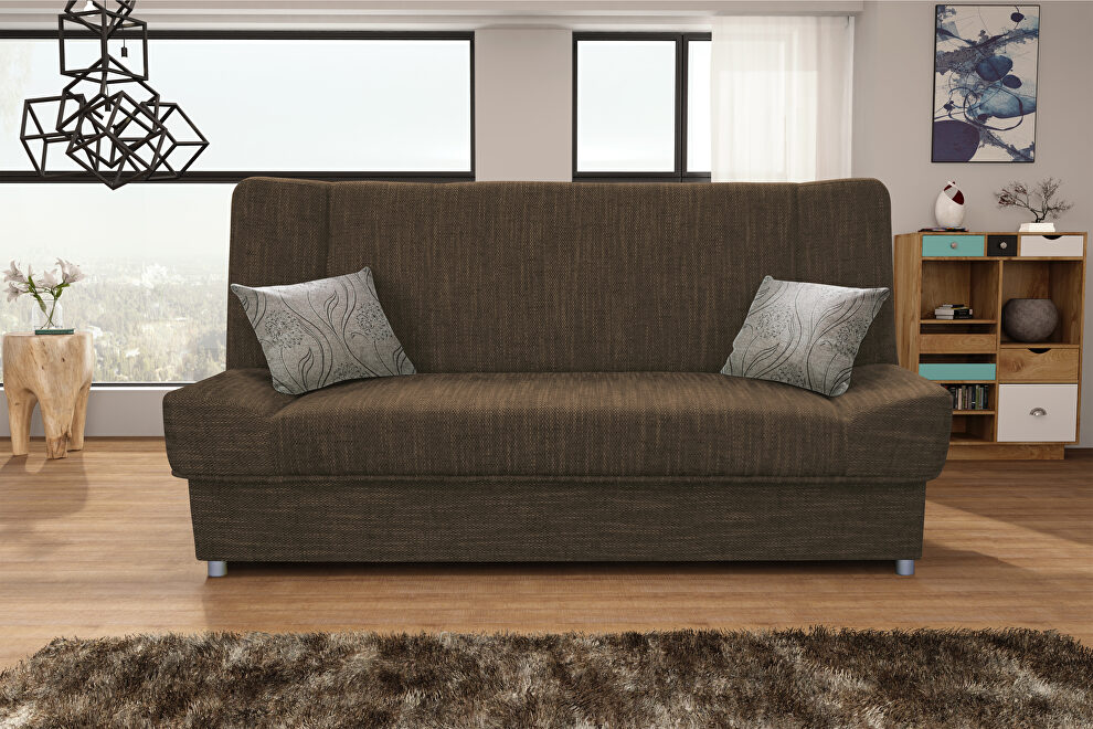 Tweed brown fabric affordable sofa bed by Skyler Design