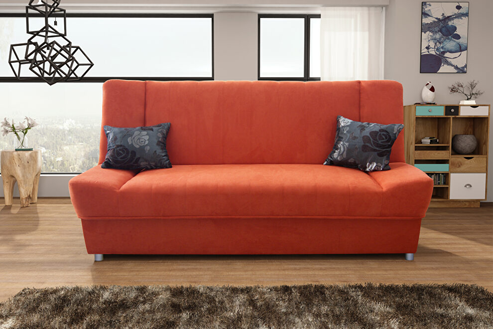 Microfiber orange fabric affordable sofa bed by Skyler Design