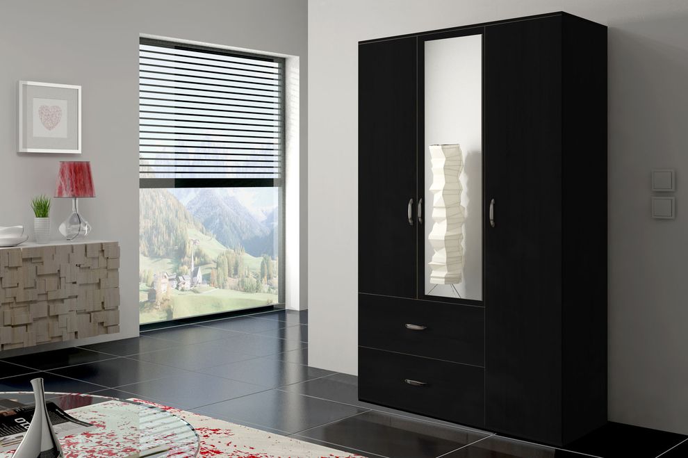 Versatile closet/wardrobe in black finish by Skyler Design