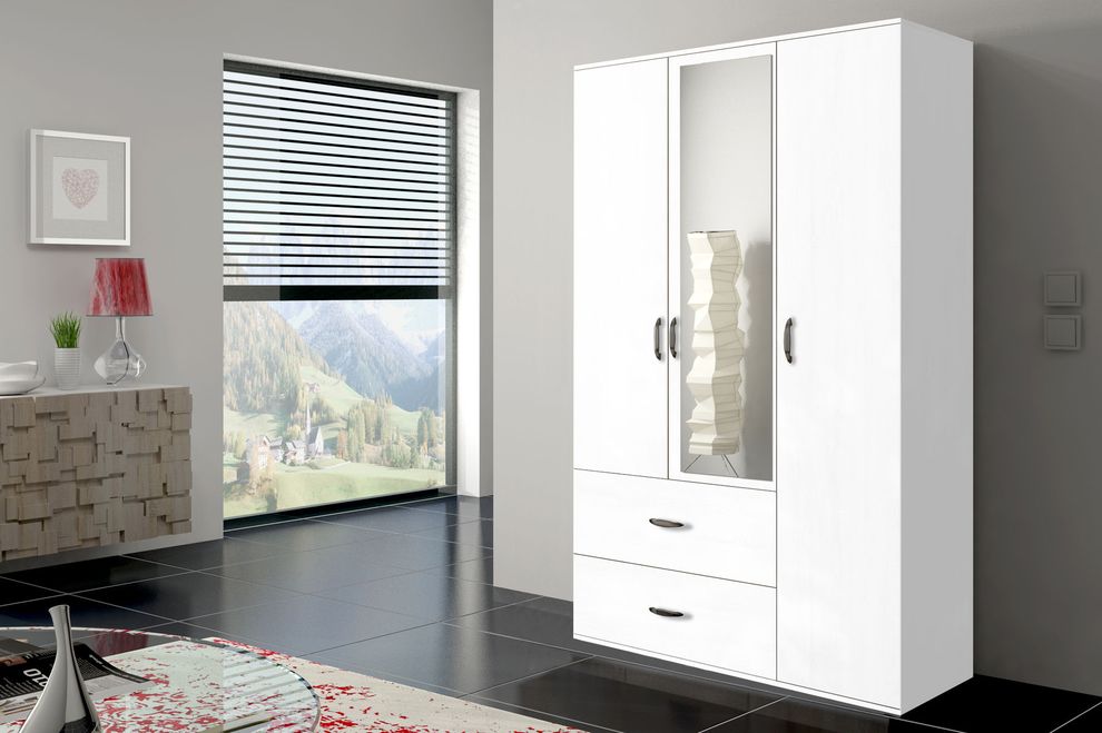 Versatile closet/wardrobe in white finish by Skyler Design