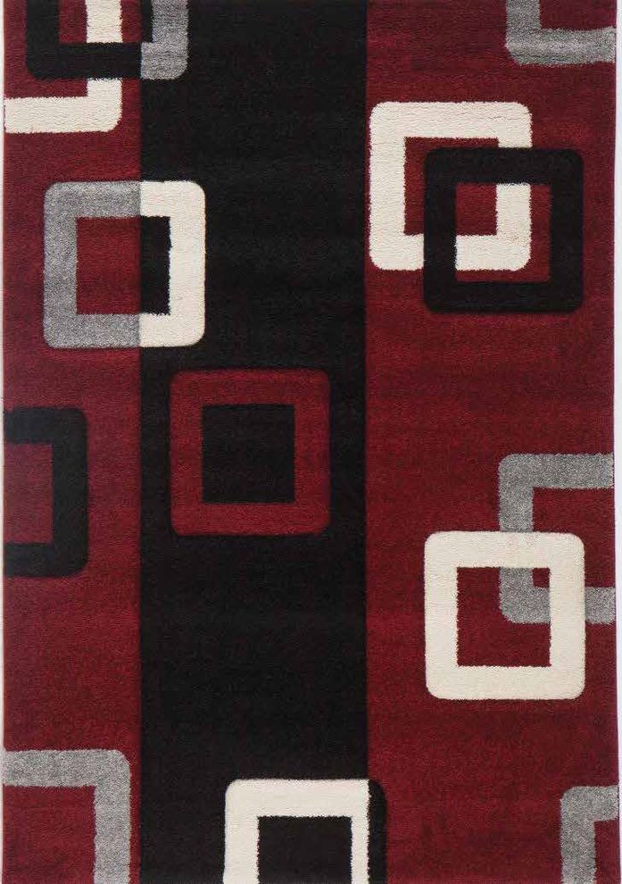 Burgundy/black modern style 6x8 feet area rug by Istikbal