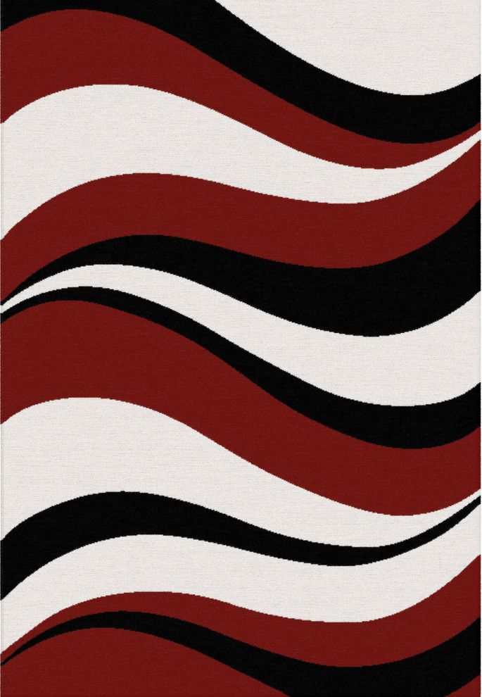 Red/black modern style 8x11 feet area rug by Istikbal