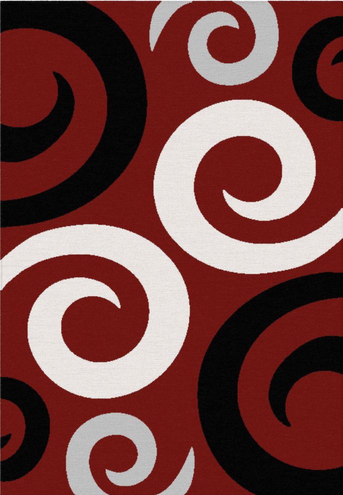 Red modern style 8x11 feet area rug by Istikbal