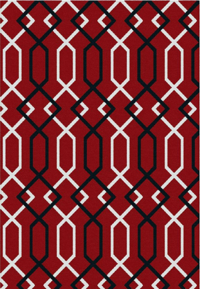 Red modern style 8x11 feet area rug by Istikbal