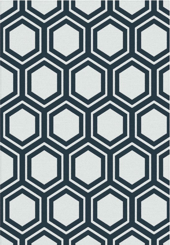 Navy blue modern style 6x8 feet area rug by Istikbal