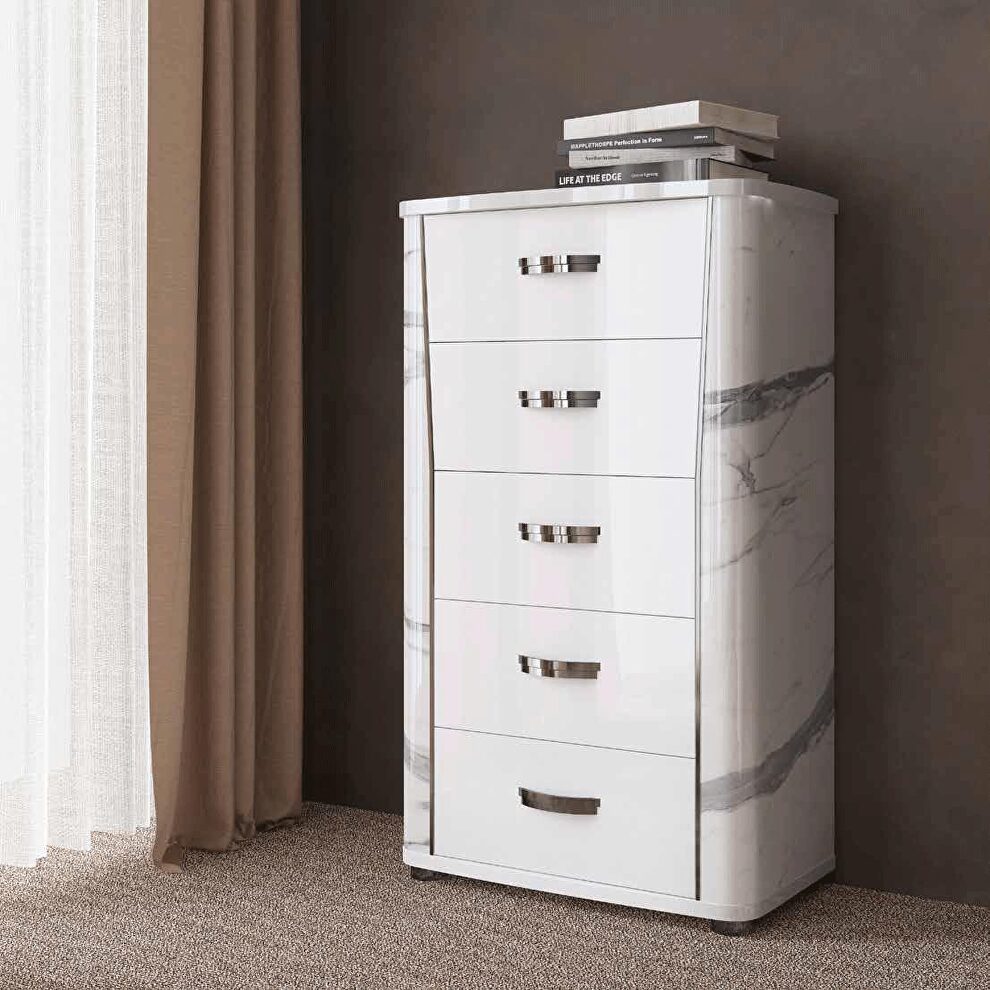 White / gray contemporary sleek style chest by Status Italy