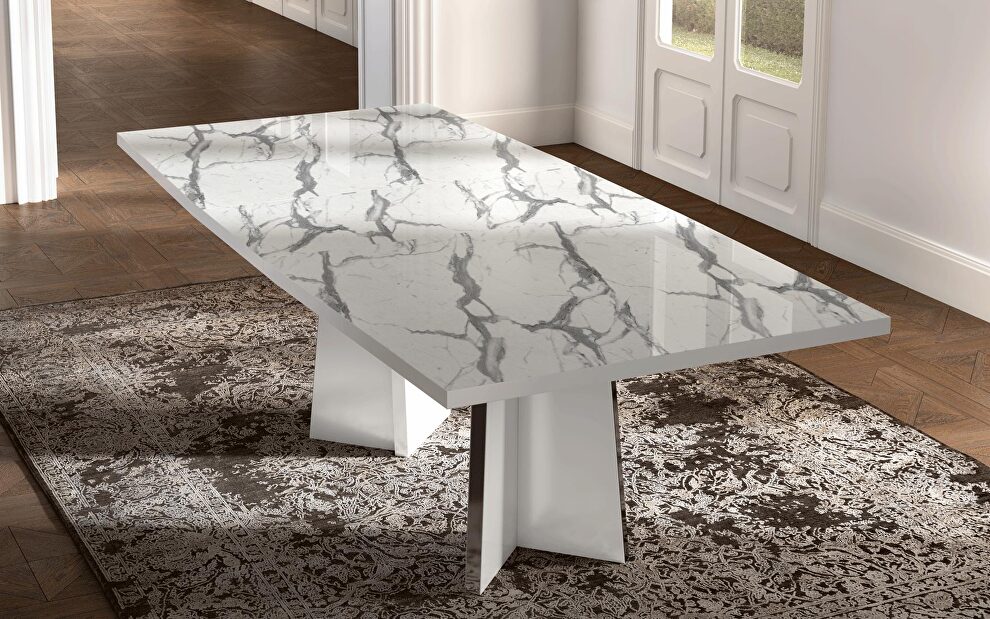 Extension high gloss white table w/ gray accents by Status Italy