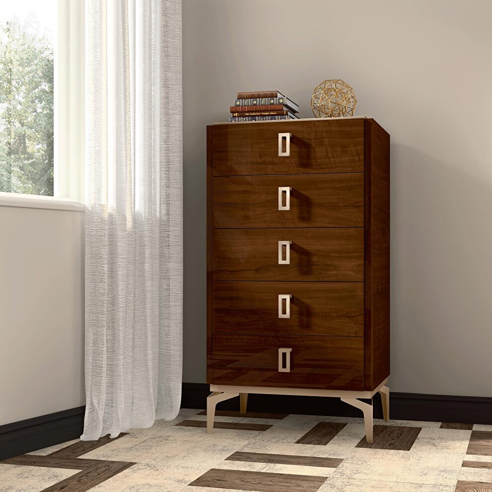 Walnut finish platform chest made in Italy by Status Italy