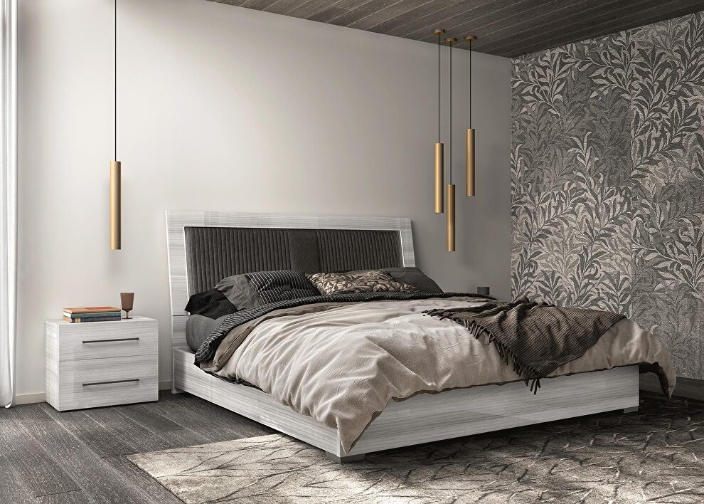 Gray / upholstered headboard modern king bed made in Italy by Status Italy