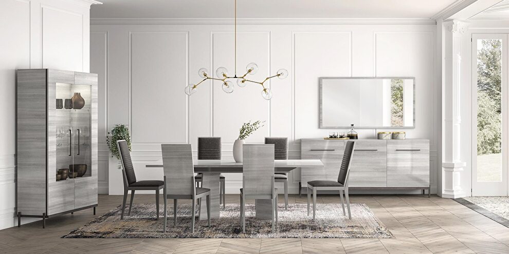 Contemporary glossy gray dining table w/ extension by Status Italy
