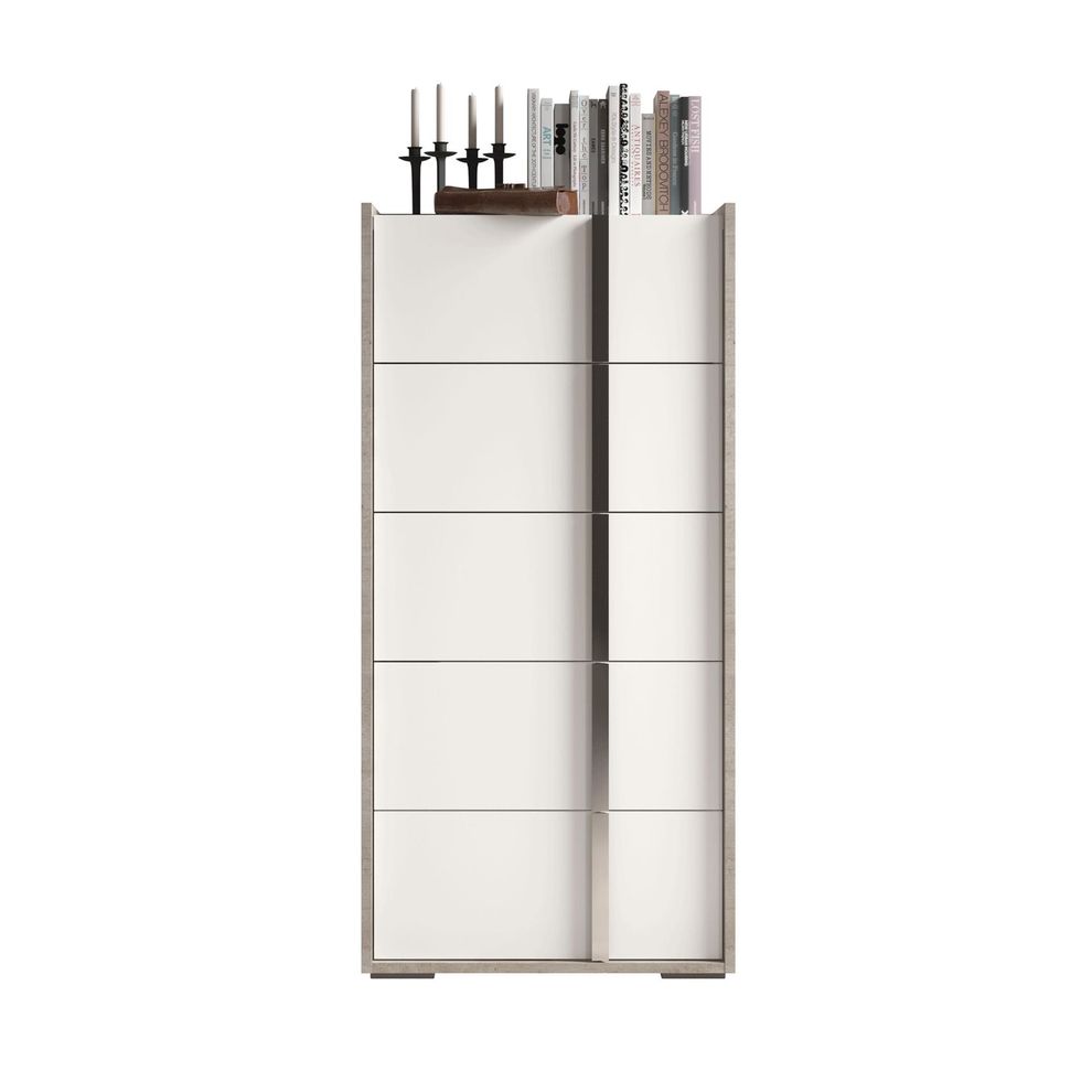 Contemporary white/gray/metallic Italian chest by Status Italy